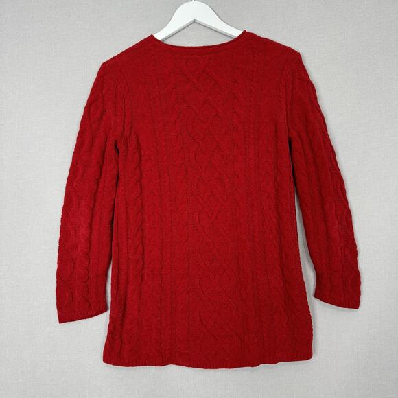 J Jill Sweater Womens Extra Small Red Cable Knit Soft Cozy Holiday Christmas - Picture 4 of 12